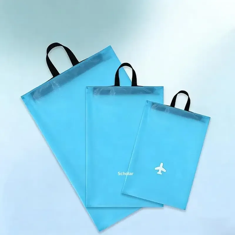 ensemble de trois sacs de rangement de voyage minimalistes et modernes, un organisateur de bagages essentiel et un organisateur de garde-robe/sous-vêtements.
