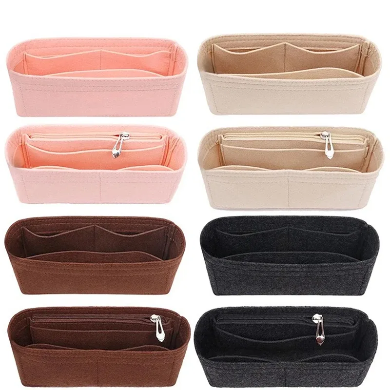 1/2 pièces à la mode feutre insérer sac organisateur maquillage organisateurs doublure parfait pour la marque femmes sacs à main sacs à cosmétiques sac accessoires