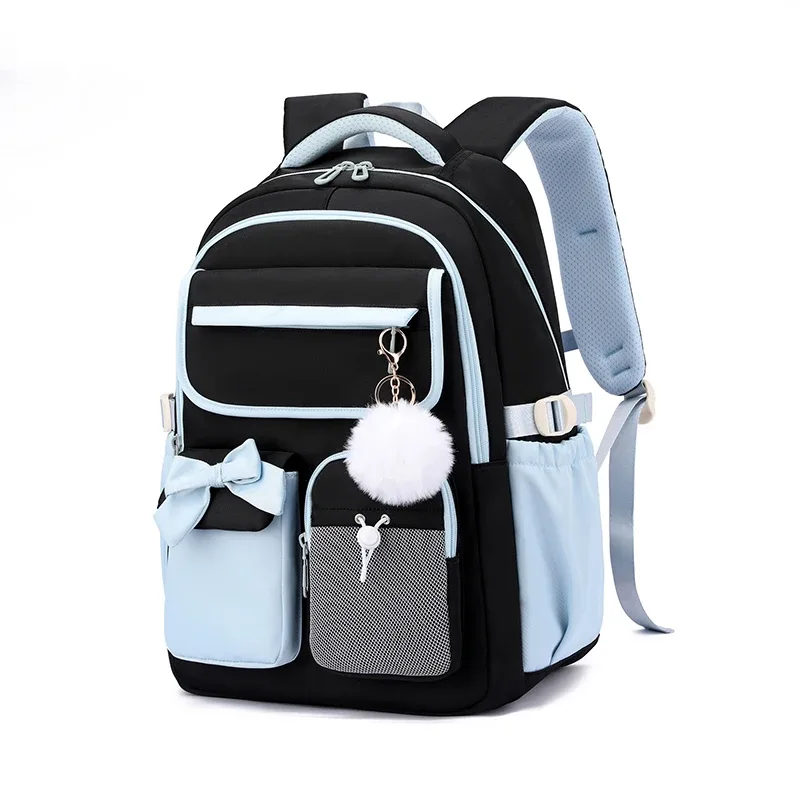 nouveau sac à dos scolaire en nylon grande capacité 2026 pour filles, sac à dos tendance avec nœud et couleurs bonbon, sac à livres pour adolescentes, sac à dos de voyage