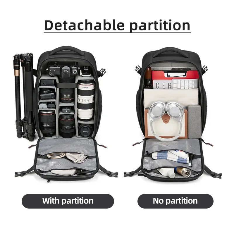 sac à dos professionnel pour appareil photo reflex numérique pour hommes, avec support pour trépied, détachable en sac à dos pour drone, sac à dos de randonnée pour ordinateur portable de 16 pouces