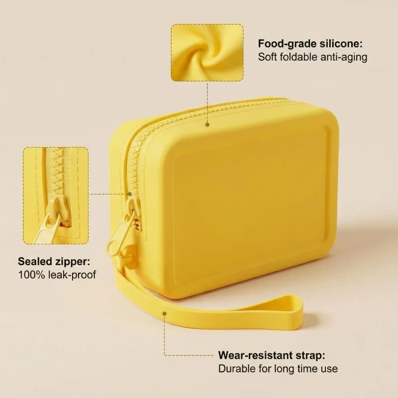 trousse de maquillage de voyage en silicone souple, adaptée aux cosmétiques et articles de toilette, réutilisable, facile à nettoyer, idéale pour les voyages