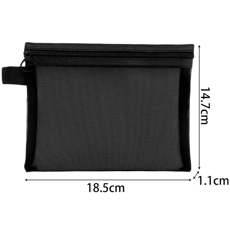 sacs cosmétiques transparents en maille, petits et grands, noirs, trousse de maquillage portable, organiseur de voyage, pochette de rangement pour rouge à lèvres, 1/3 pièces