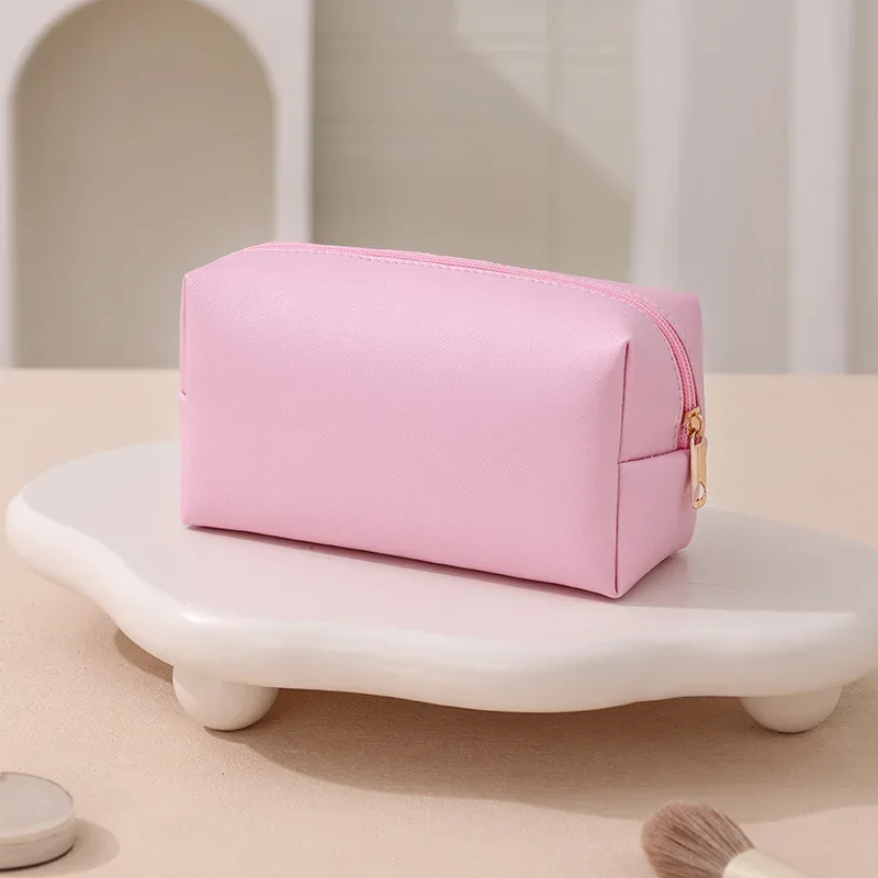 trousse de maquillage grande capacité en cuir pu pour femme, organisateur cosmétique imperméable, sac de toilette de voyage avec sangle de transport pour dames