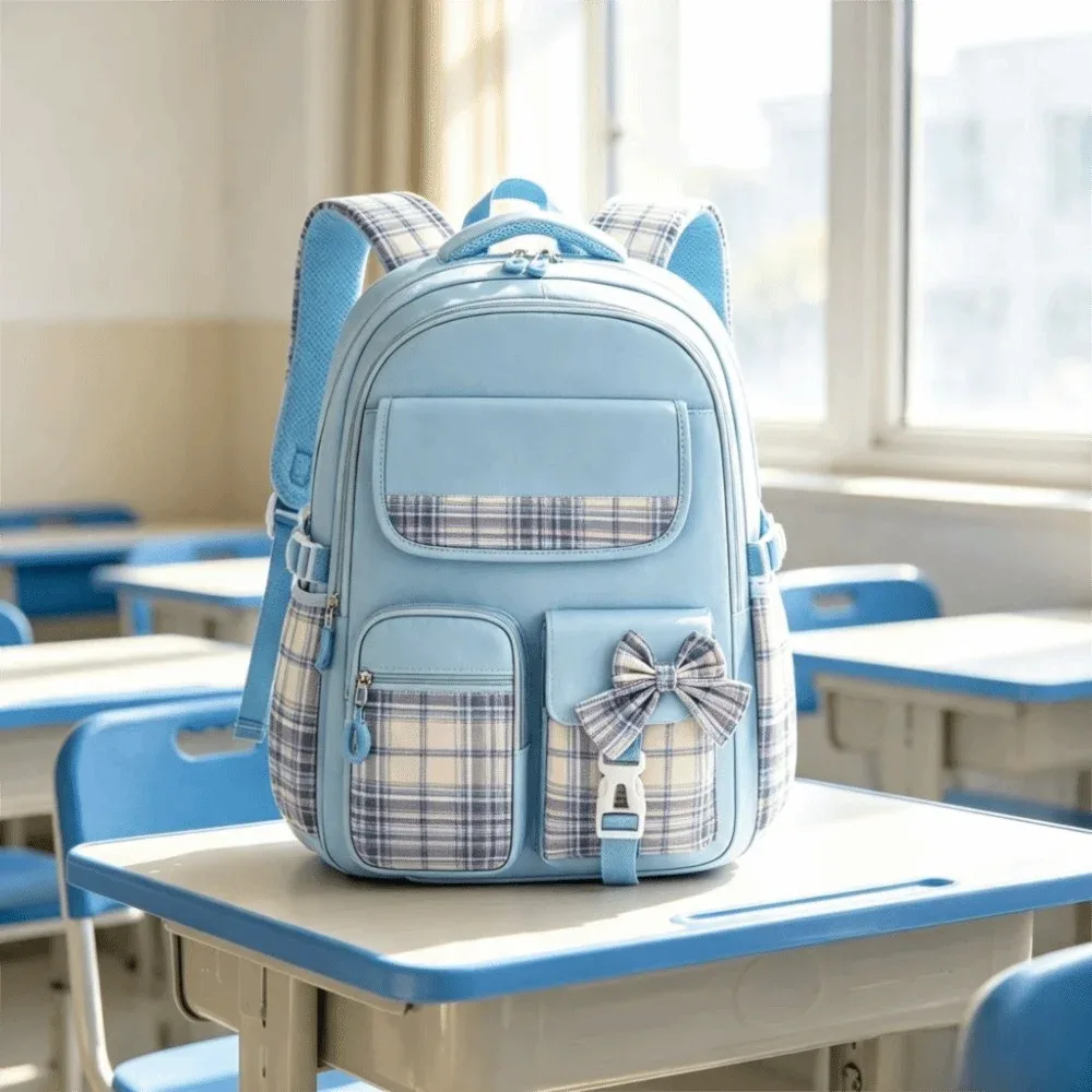 sac à dos scolaire grande capacité à carreaux, léger et respirant, pour étudiants et enfants, idéal pour la rentrée scolaire