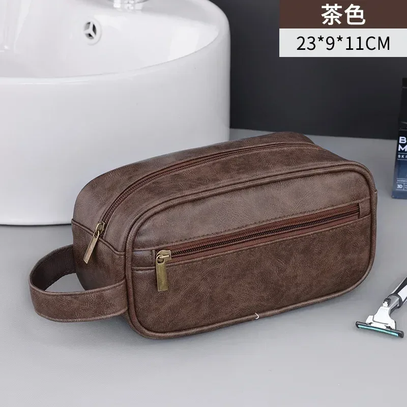 nouveau sac à cosmétiques en cuir pu pour femmes, sac de rangement portable multifonctionnel pour maquillage, sac de rangement de toilette de voyage de grande capacité