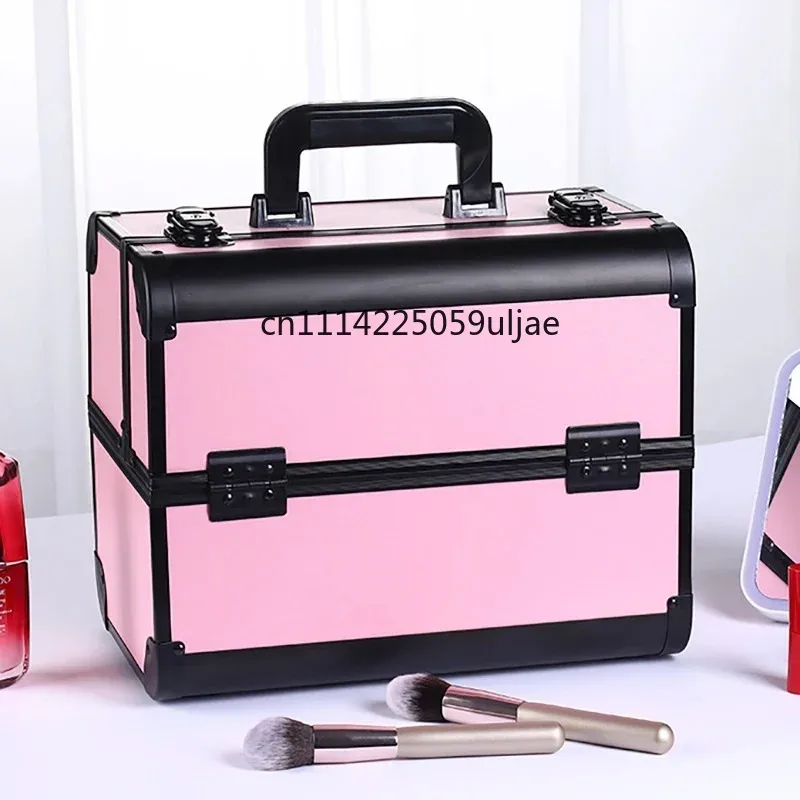 Trousse de maquillage, organiseur de cosmétiques, très grande, 12 pouces, 6 plateaux, trousse de maquillage portable, boîte de transport pour maquillage