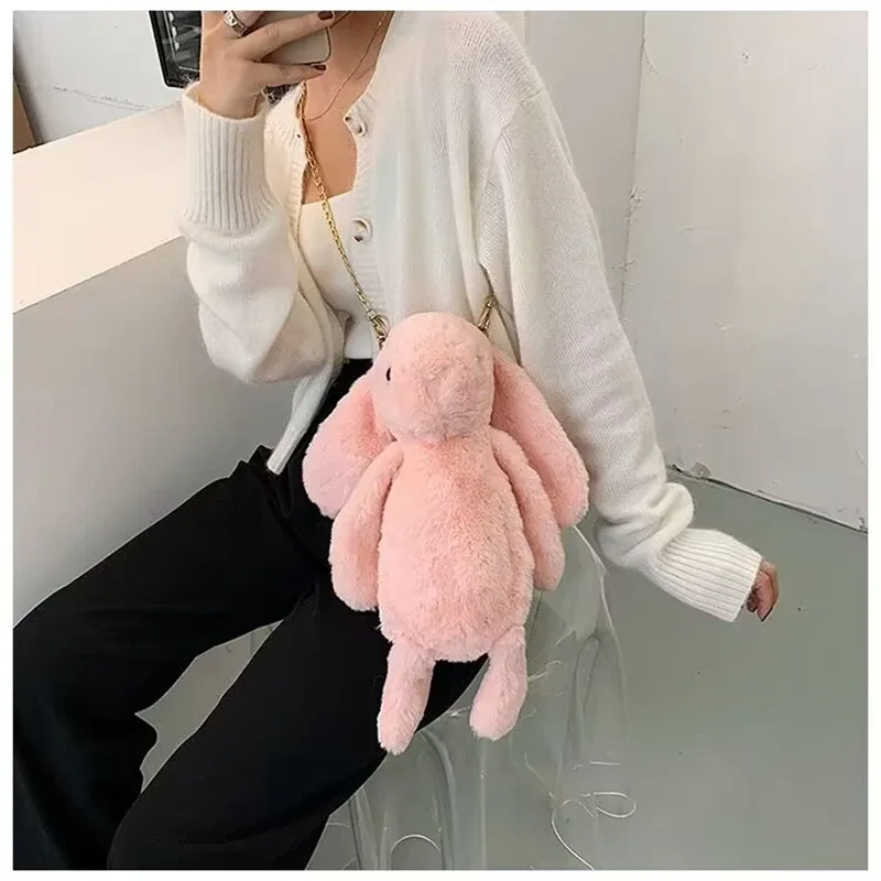 sac à dos de poupée en peluche, mignon sac à bandoulière en chaîne pour fille, sacoche à épaule simple douce, sac à dos de voyage