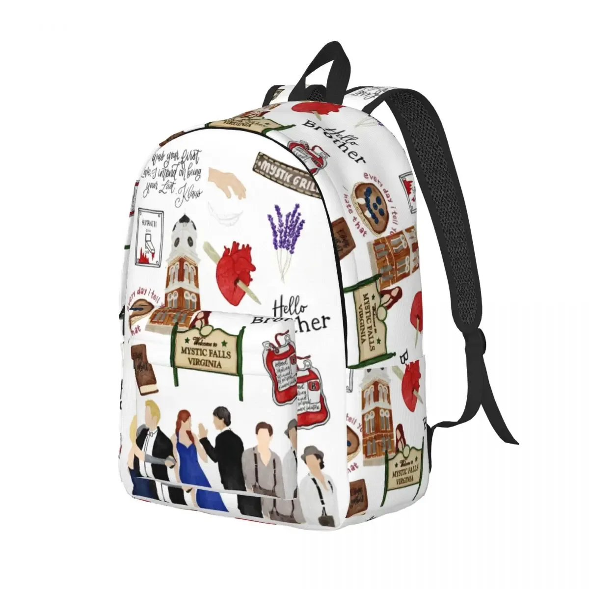 the vampire diaries sac à dos de dessin animé pour hommes femmes adolescents lycée affaires sac à dos série tv sacs en toile pour ordinateur portable avec poche