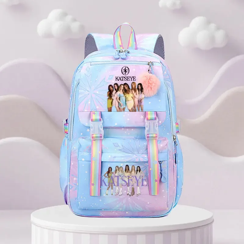 sac d'école katseye print, sac d'école pour élèves du primaire, sac à dos de voyage en plein air, sac à dos tendance pour filles, sac à dos pour enfants.