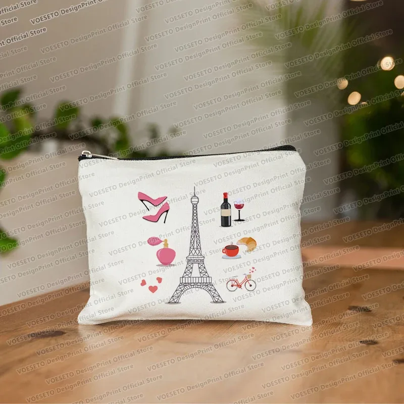 sac de maquillage imprimé tour eiffel de paris, trousse de toilette de voyage, organiseur de cosmétiques, pochette en toile pour femme, fermeture éclair, sacs à cosmétiques, meilleur cadeau