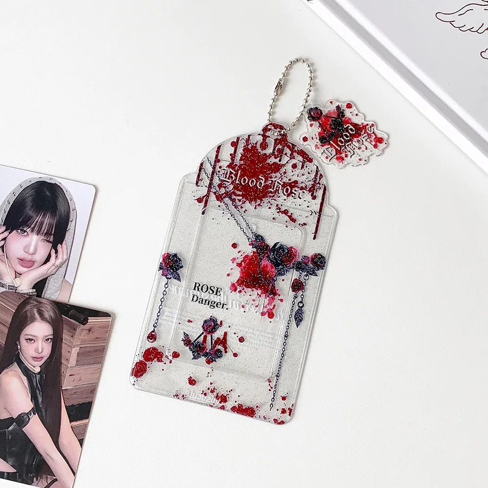 porte-cartes ins fashion rose romantique 3 pouces, pochette mignonne pour photos d'idoles, sac de rangement pour cartes, décoration de sac à dos d'étudiant, pendentif porte-clés, cadeau