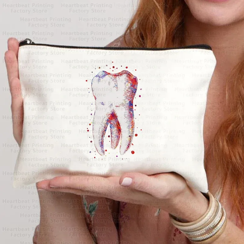 sacs de rangement pour maquillage à motif graphique dentaire, sac de voyage portable pour collations, trousse à crayons pour enfants, sac à cosmétiques pour femmes
