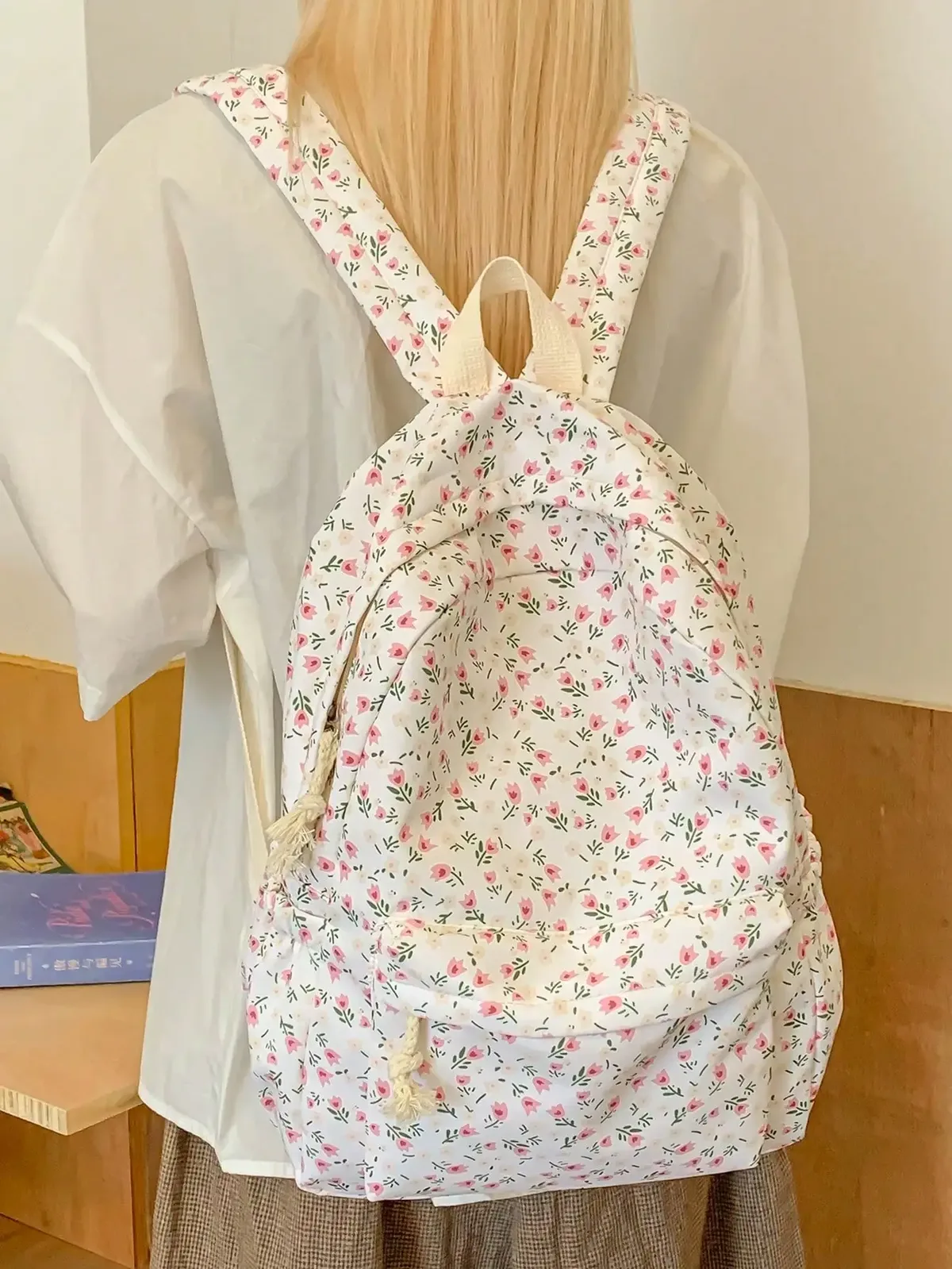 sac à dos imprimé mignon et tendance de style universitaire, grande capacité, multi-compartiments, sac à dos de loisirs pour étudiants, adapté à un usage quotidien