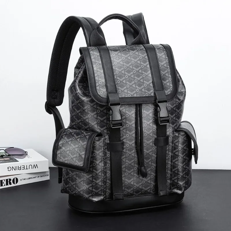 sac à dos à carreaux de luxe pour hommes, poches à rabat, sacs de voyage de grande capacité, sac à dos pour ordinateur portable de 15 pouces, cartable masculin