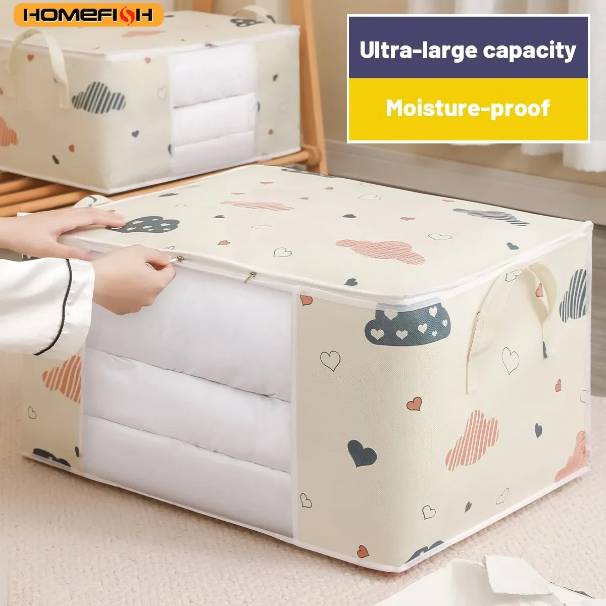sac de rangement pour couettes homefish, multifonctionnel, anti-poussière, anti-humidité, grande capacité, sac de rangement pour vêtements, organisation pour déménagement