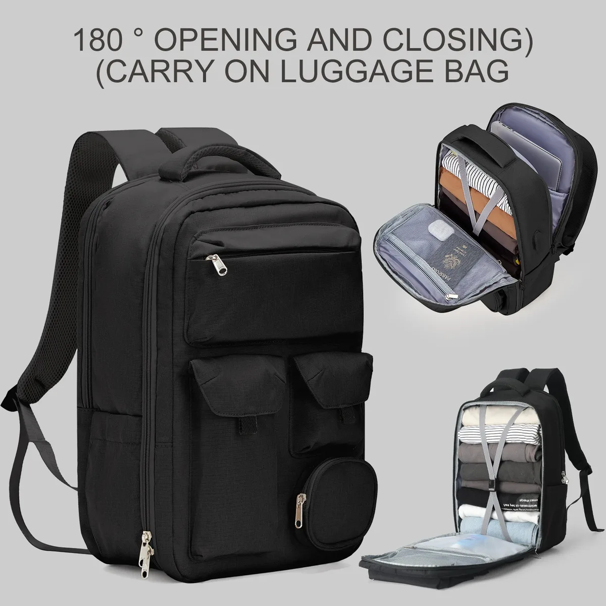 Sac à dos de voyage à main, grands sacs à dos pour ordinateur portable de 15,6 pouces pour hommes et femmes, sacs à dos d'université durables et résistants à l'eau, sac d'avion