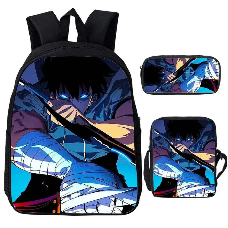 solo nivellement igris enfant sacs à dos sac à bandoulière trousse à crayons 3 pièces ensemble grande capacité sacs d'école pour garçons filles voyage sacs à dos