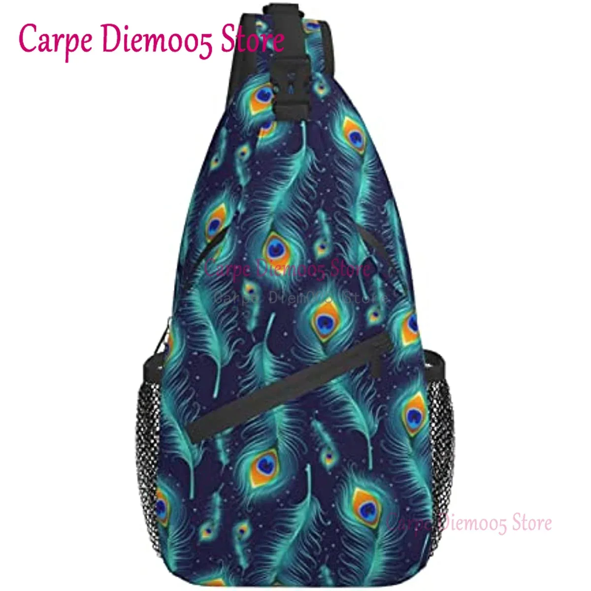 sac à bandoulière plume de paon, sac à dos de randonnée, sac de jour, sac de poitrine, sac à bandoulière pour femmes et hommes