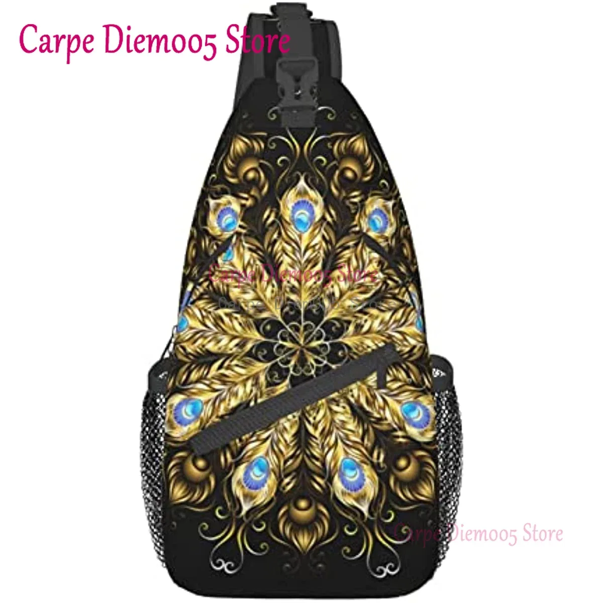 sac à bandoulière plume de paon, sac à dos de randonnée, sac de jour, sac de poitrine, sac à bandoulière pour femmes et hommes
