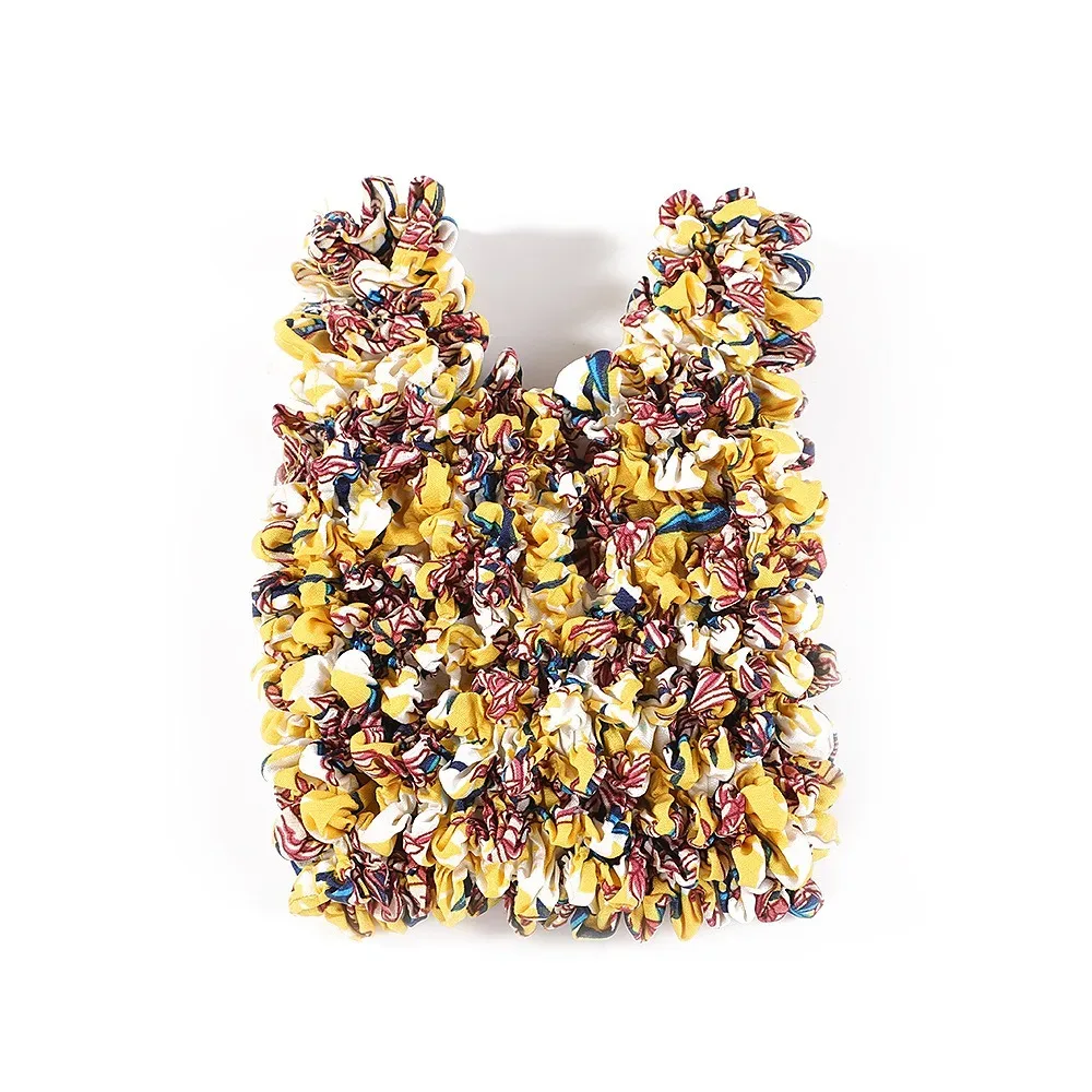 sac de courses plissé créatif multi-usage grande capacité en mousseline de soie, sac de rangement pliable à fleurs