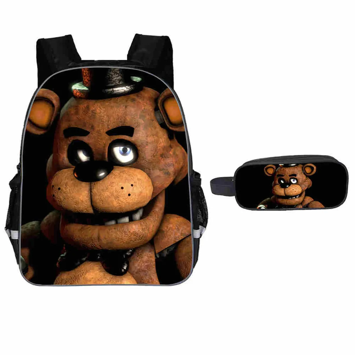 sac à dos f-five nights at freddy pour enfants, ensemble de 2 pièces, sac de retour à l'école pour étudiants avec trousse à crayons, sac à dos de voyage léger pour adolescents