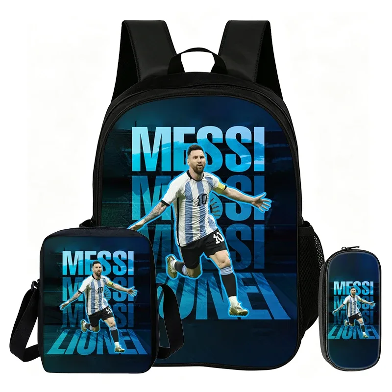 ensemble de 3 pièces m-messi pour enfants : sac à dos scolaire, sac à bandoulière et trousse à crayons – sac de sport football, sac à dos de star du football
