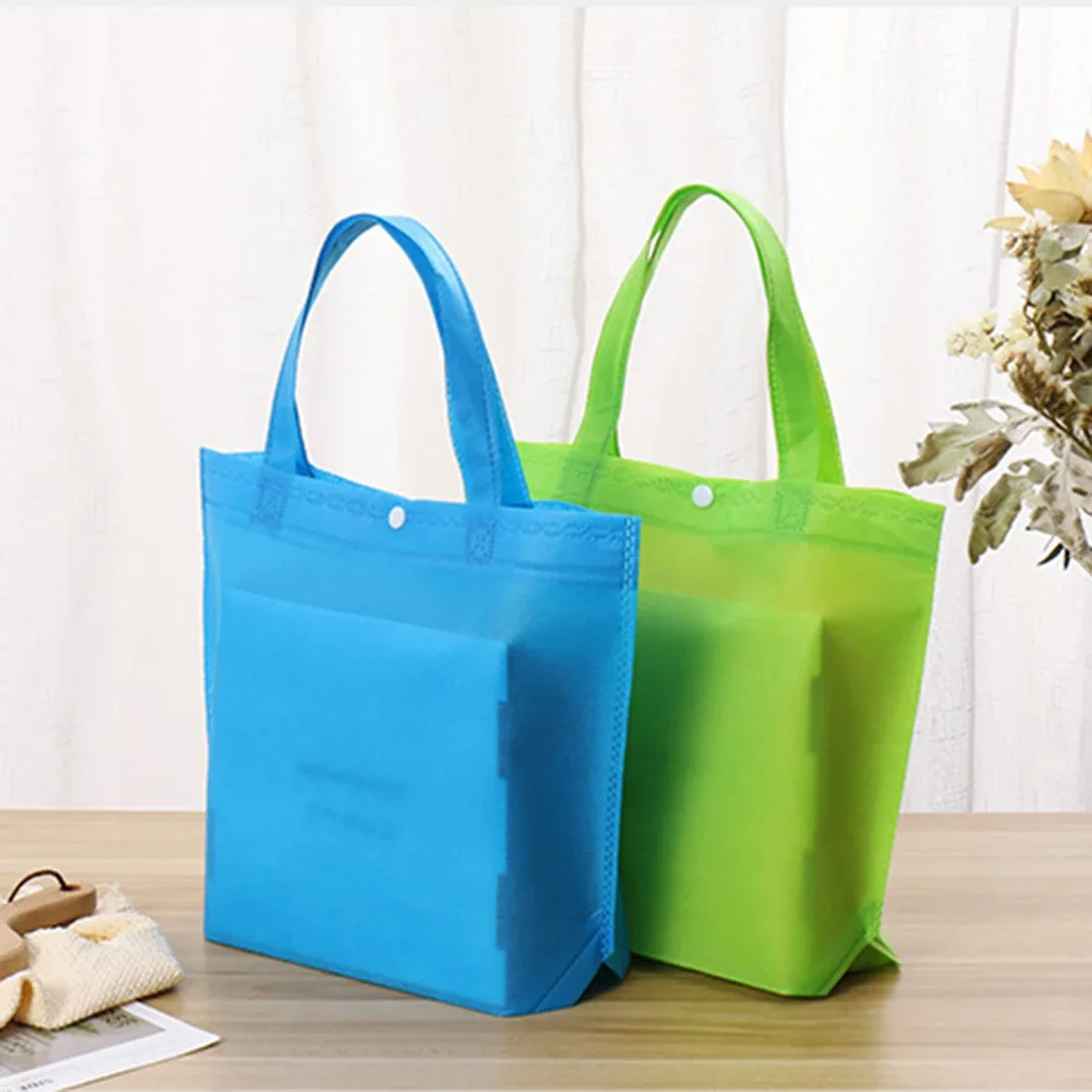 Sac à Main Solide avec Bouton pour Femme, Fourre-Tout de Grande Capacité, Sac d'Épicerie, Cadeau Réutilisable, Sacoche de Rangement Portable