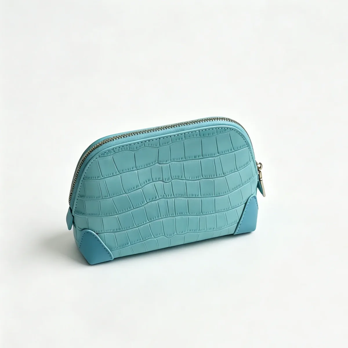nouvelle trousse de maquillage portable de luxe en cuir véritable bleu à motif crocodile, sac cosmétique de voyage, étui de rangement pour articles de toilette