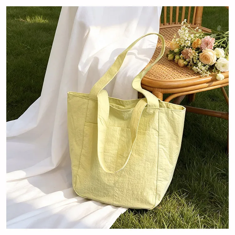 sac fourre-tout en coton lavé avec logo personnalisé, grand sac à bandoulière en toile souple, réutilisable, pour le shopping, les sorties quotidiennes, l'école et les voyages