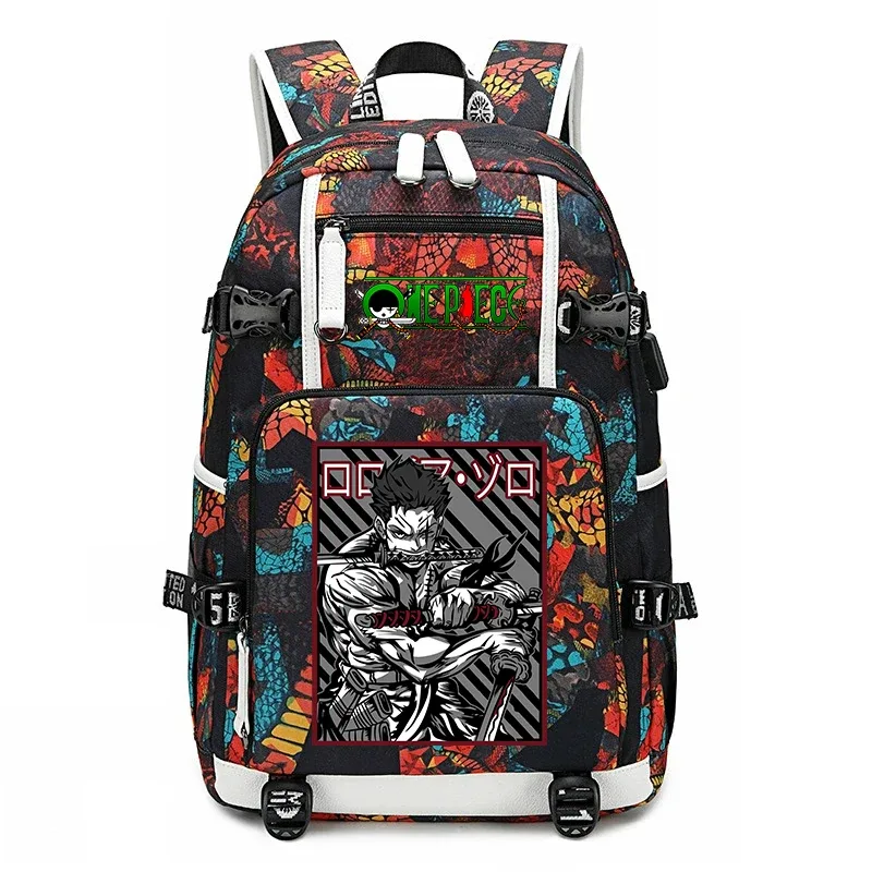 sac à dos d'école imprimé one piece zoro, sac à livres de grande capacité pour étudiants, pour enfants et adolescents