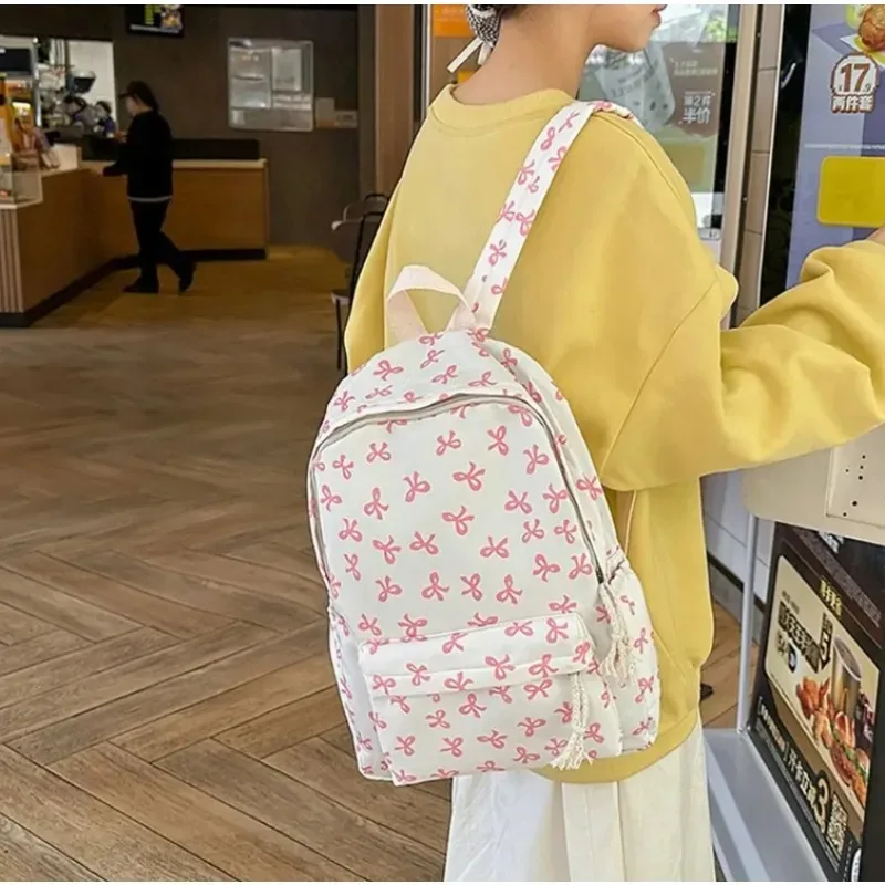 sac à dos tendance et mignon à imprimé nœud pour l'école avec protection pour ordinateur portable, bretelles réglables, cadeau idéal pour la rentrée scolaire pour les filles