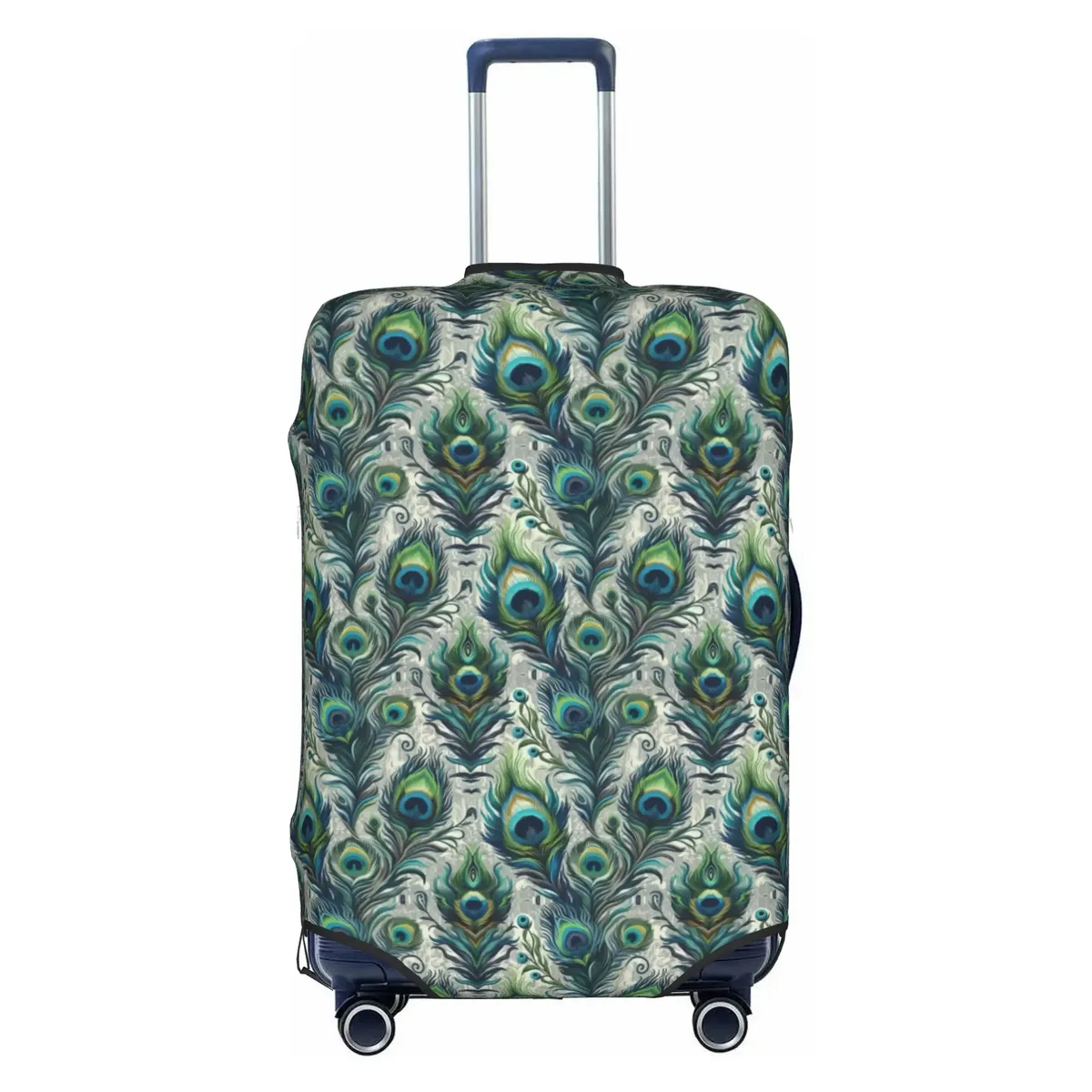 housse de protection pour bagages, motif paon amusant, violet clair sur violet, housse de valise de voyage élastique à motif animal