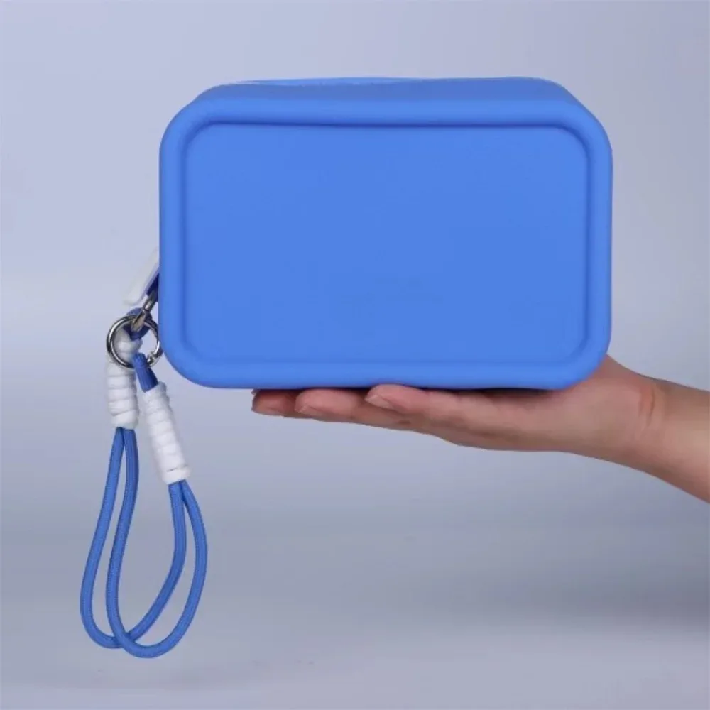 sac en silicone couleur bonbon, sac de maquillage, sac à cosmétiques, pochette de rouge à lèvres en silicone pour organisateur d'utilisation quotidienne