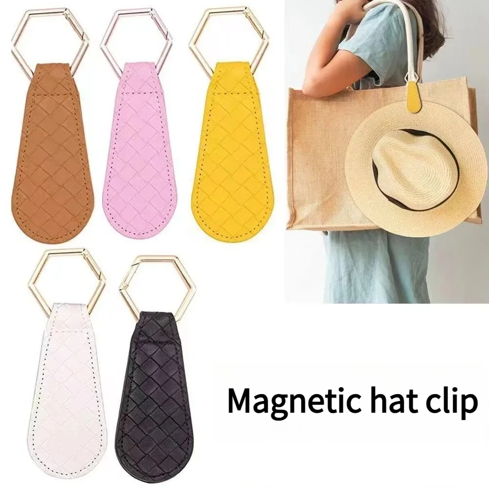 nouvelle pince magnétique en cuir pour chapeau, portable, pour sac à dos, sac à main, fixation de vêtements