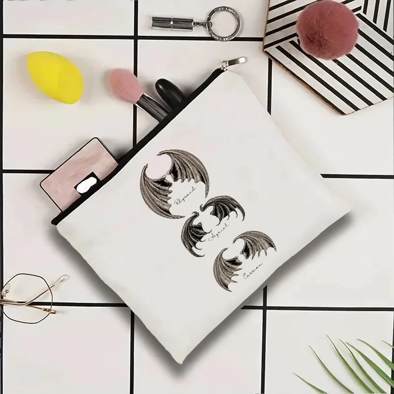 trousse de maquillage en toile velaris, pochette à cosmétiques hello feyredarling fantasy bookish avec fermeture éclair, organisateur de toilette portable pour voyage