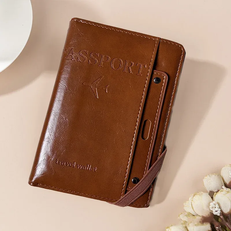 porte-passeport anti-rfid, portefeuille de voyage en cuir, étui pour documents de voyage, accessoires