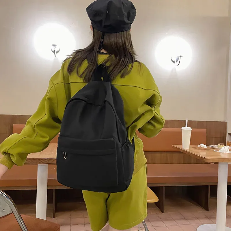 femmes cartable étanche grande capacité école sac à dos lisse fermeture éclair couleur unie adolescents fille sac à dos décontracté sac étudiant approvisionnement