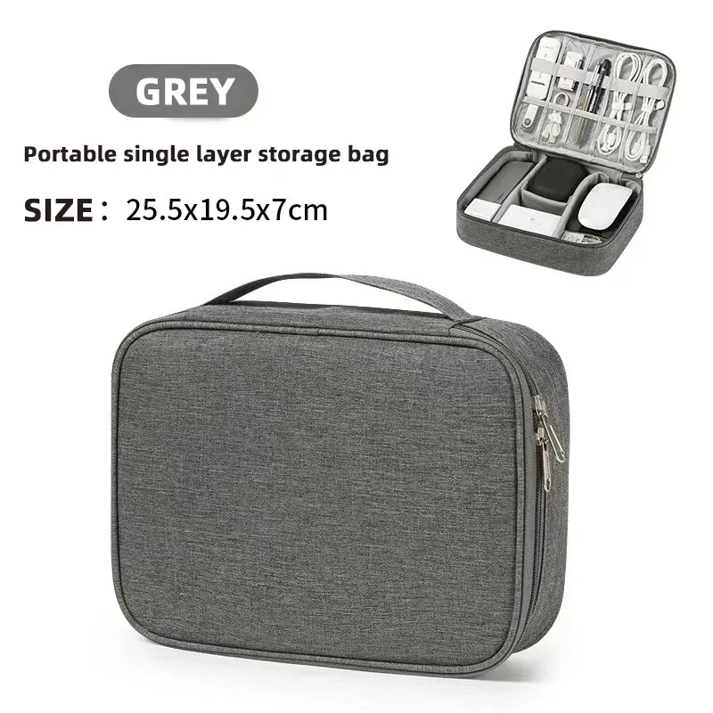 sac de rangement numérique portable de voyage double couche, câble de données, câble de chargement d'alimentation mobile, accessoires, boîte de rangement multifonction