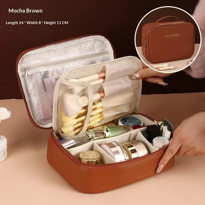 sac à cosmétiques pour femmes, trousse de maquillage à double couche, grande capacité, organiseur de cosmétiques de luxe, essentiels de voyage, sac à cosmétiques pour femmes