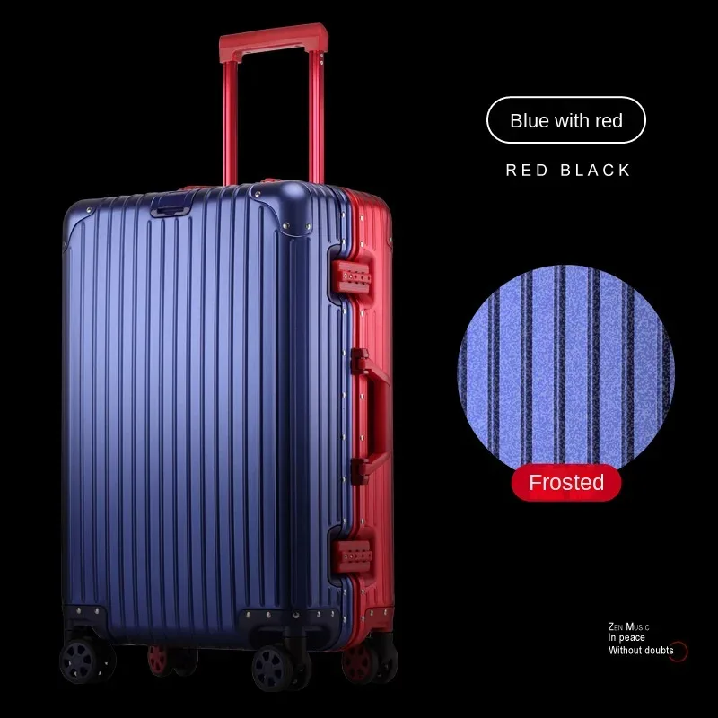 valise en alliage d'aluminium et de magnésium 100%, serrure tsa, boîtier de chariot à bagages embarqué en métal, valise de voyage classique brillante et givrée