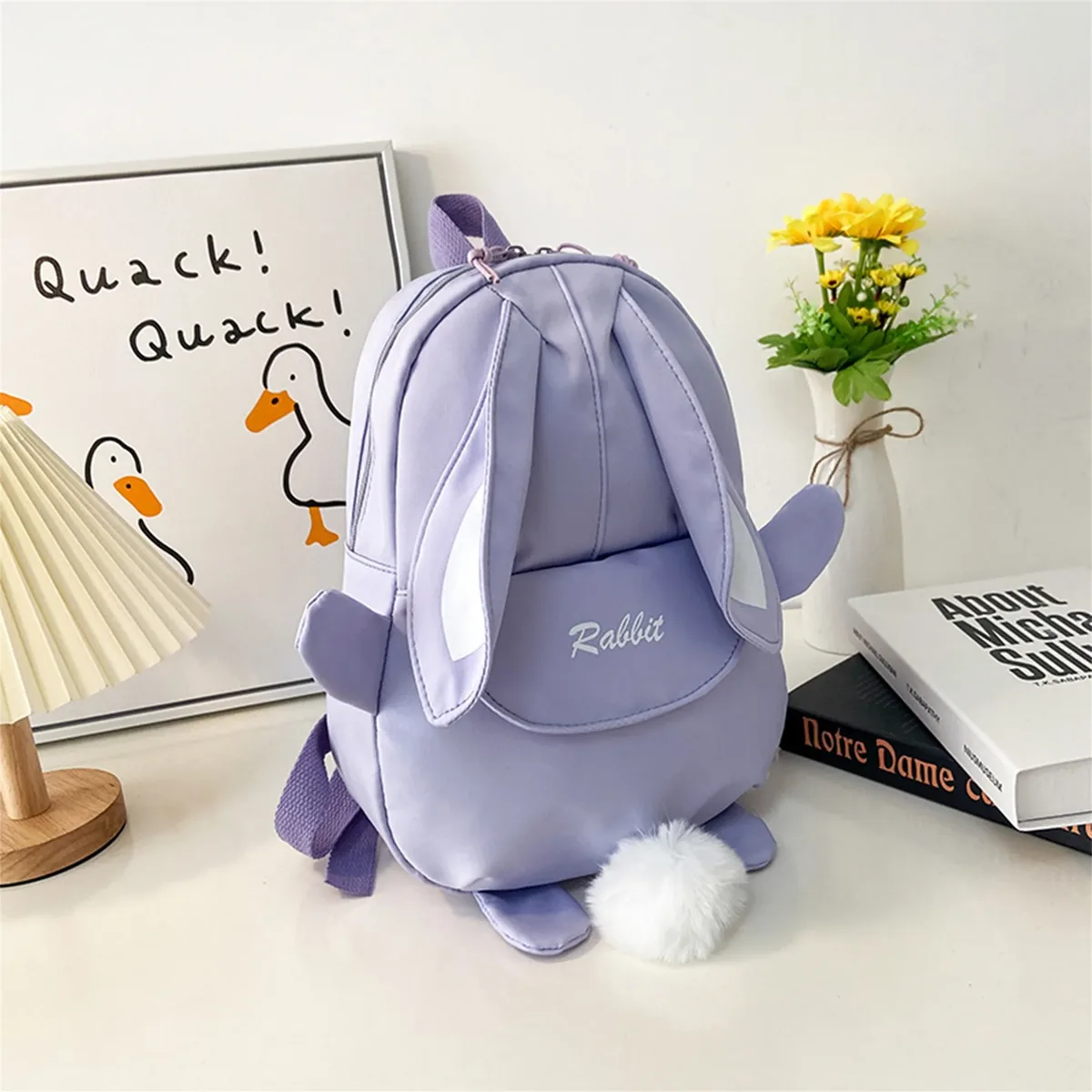 fille lapin oreille sac à dos cartable décontracté étanche grande capacité école sac à dos lisse fermeture éclair solide adolescents voyage et cadeaux