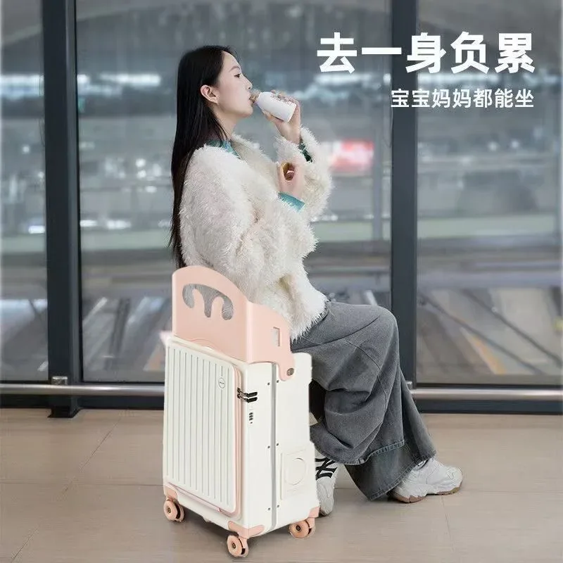 bagages à roulettes pour enfants, valise à roulettes pour enfants de 20/24 pouces avec ouverture frontale, valise multifonctionnelle pour les voyages en avion