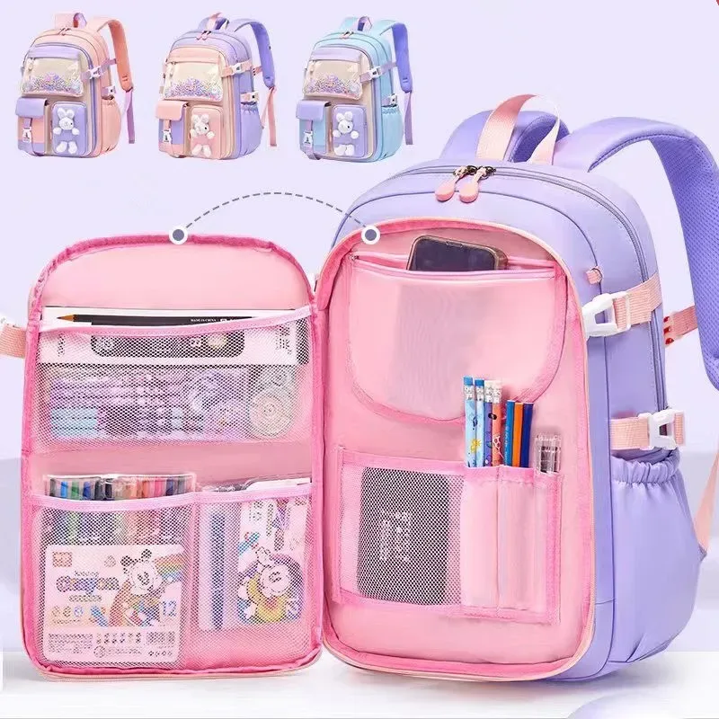 sac à dos adorable en forme de lapin pour adolescentes, cartable mignon de dessin animé pour filles de l'école primaire, sac à dos de voyage en 2 tailles pour les élèves de la 1ère à la 9ème année