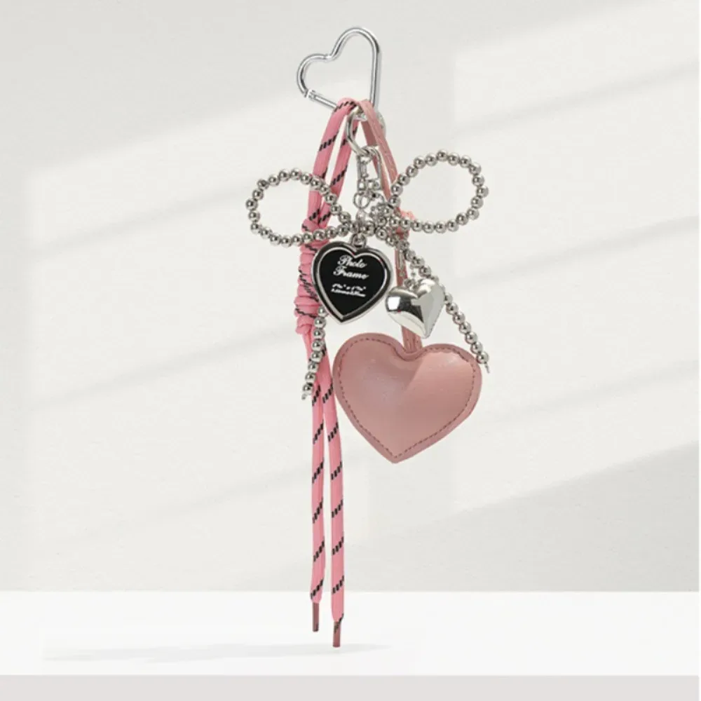 porte-clés créatif en cuir brcorporelle avec nministériels d en perles, long pompon, amour, cœur, pendentif pour sac à dos, breloques faites à la main, cadeau décoratif, y2k