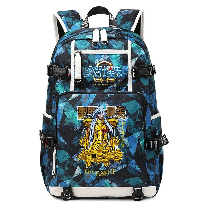 sac à dos imprimé saint seiya pour étudiants, sac à dos d'école de grande capacité pour adolescents, garçons et filles