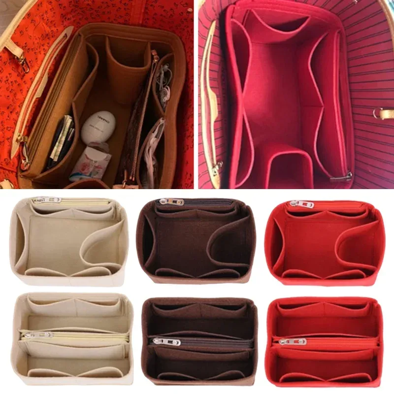 sac à cosmétiques de voyage portable, doublure intérieure en feutre, sac à main pour dames, pochette de rangement, organisateur de maquillage, accessoires de rangement à la mode