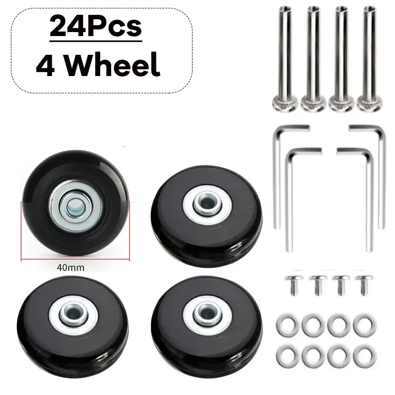 kit de réparation de pièces de valise, essieux de remplacement, roues de bagage de voyage silencieuses, roulettes, dia40 mm, 50mm, 60mm, 12 pièces, 24 pièces par ensemble