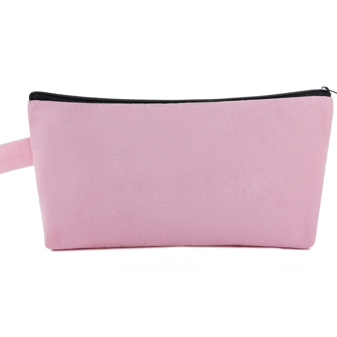 10-100 pièces de pochettes de maquillage en toile personnalisées, grande capacité, trousse à crayons avec crochet, sac de rangement pour papeterie, cadeau portable pour bureau et fête