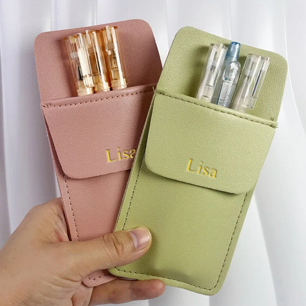 étui à stylos infirmier en cuir pu coloré moranti personnalisé avec nom, pochette double couche anti-fuite d'encre, étui de rangement pour stylos de blouse blanche