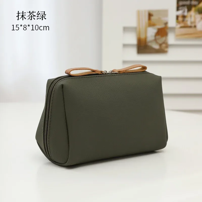 pochette de maquillage en cuir de couleur unie pour femme, pochette cosmétique à fermeture éclair pour fille, sac de rangement portable pour rouge à lèvres, trousse de toilette, organiseur